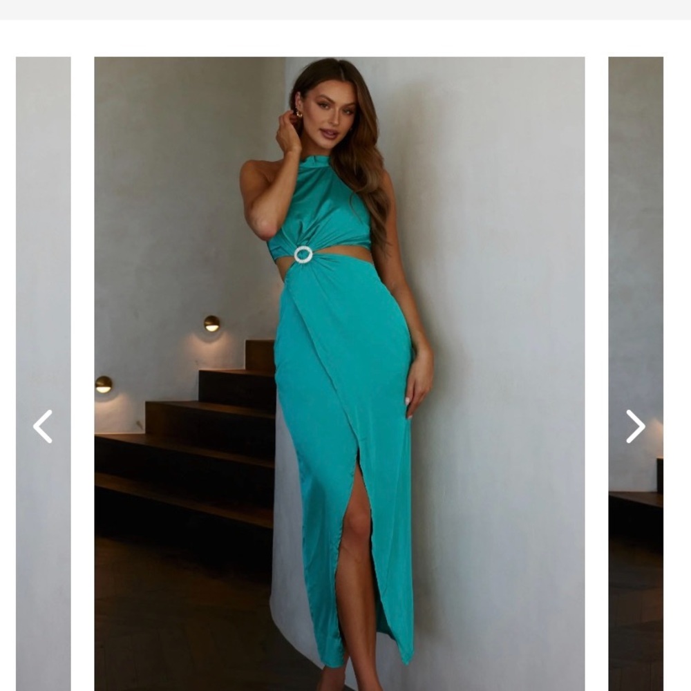Satin Turquoise Asymmetrical Dress